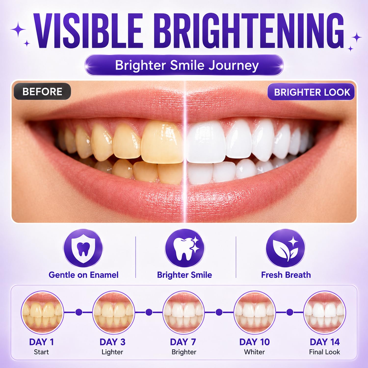 7/14/21pcs Purple Teeth Whiten - Teeth Whitening Strips Permanent ulasan dan harga